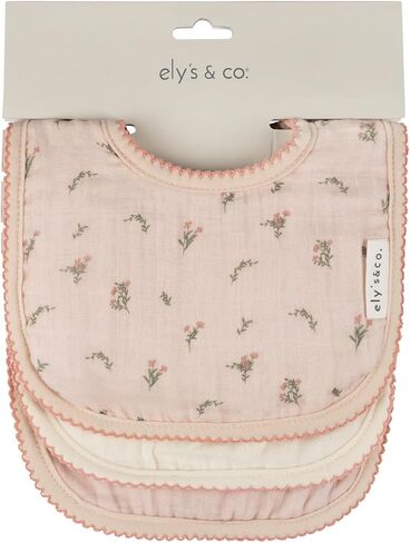 Ely's & Co. 100% Cotton Muslin Bib with Terry lining Soft & Absorbent for Infants, Adjustable Snaps 3 Pack in Saudi Arabia