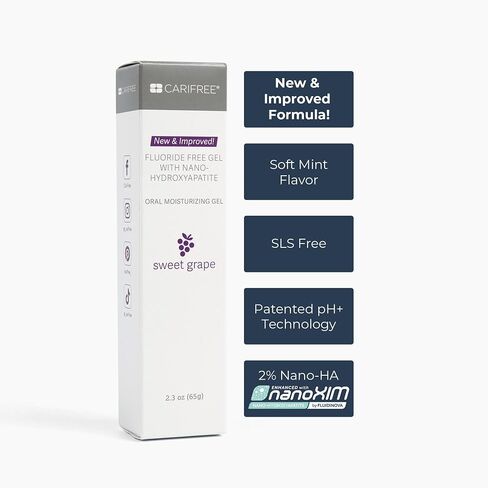 CariFree Fluoride Free Gel, Mint Flavored, Nano Hydroxyapatite Toothpaste, Neutralizes pH, Freshens Breath & Moistens Mouth, Dentist Recommended for Oral Care, (2.3 Ounce (Pack of 2), Soft Mint in Kuwait