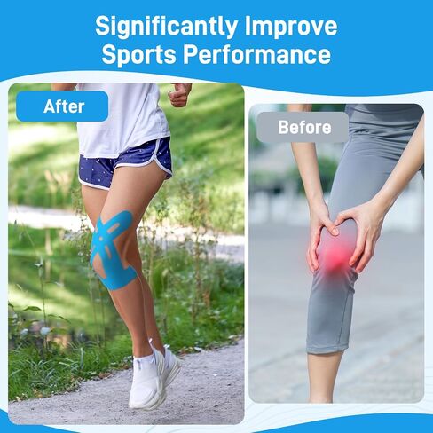 Kinesiology Tape for Knees, 10 Count Knee Tape for Knee Pain Relief Pre Cut, Latex Free Knee Tape, Support Muscles and Joints, Knee Kinesiology Tape Pre Cut, Waterproof and Elastic (Flesh Color) in Kuwait