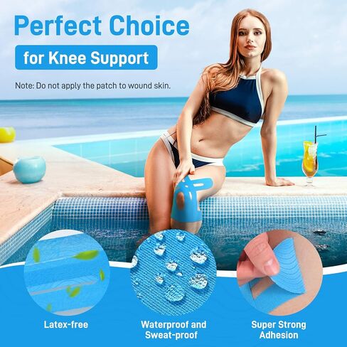 Kinesiology Tape for Knees, 10 Count Knee Tape for Knee Pain Relief Pre Cut, Latex Free Knee Tape, Support Muscles and Joints, Knee Kinesiology Tape Pre Cut, Waterproof and Elastic (Flesh Color) in Kuwait