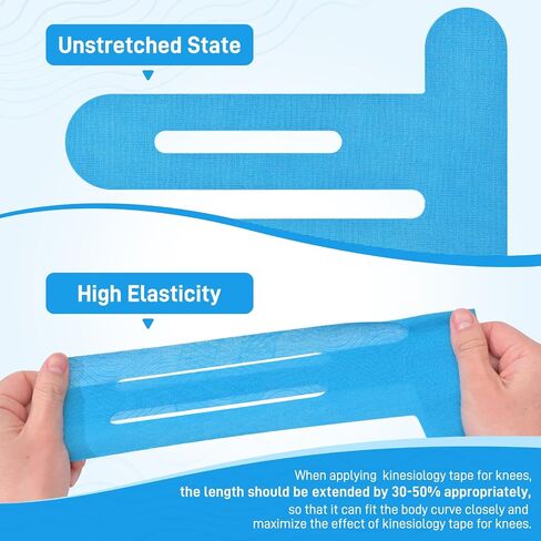 Kinesiology Tape for Knees, 10 Count Knee Tape for Knee Pain Relief Pre Cut, Latex Free Knee Tape, Support Muscles and Joints, Knee Kinesiology Tape Pre Cut, Waterproof and Elastic (Flesh Color) in Kuwait