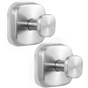Suction Cup Hooks for Shower - Reusable No-Drill Mounting - Hooks for Towels, Robes & Loofah on Metal, Glass, Mirrors, Tile & Smooth Non-Porous Surfaces (2, Brushed Nickel) in Saudi Arabia