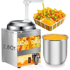 موزع جبن Nacho مع المضخة ، 2.8 كيو تي من الجبن الدافئ ، الفولاذ المقاوم للصدأ الساخن الجبن الحزمة دافئ مع 6 درجة حرارة المستوى ، موزع الصلصة التجارية لشراب الزبدة الكراميل in Kuwait