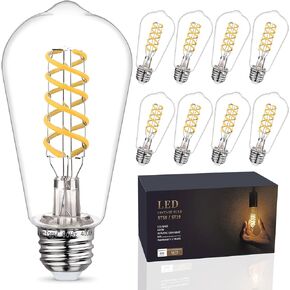4 - Pack Edison Light Bulbs 60W Equivalent, Dimmable Vintage LED Light Bulbs, E26 Medium Base, ST58, 6W, 600LM, 2700K, 80+ CRI, Antique Decorative Filament LED Bulb in Saudi Arabia