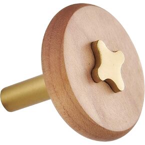 Solid Brass & Sapele/Mahogany Wall Hooks 2 Pack - Decorative Heavy Duty Coat Hooks with Vintage Cross Screw Design for Entryway, Bathroom, Luxury Spaces TC008S in Saudi Arabia