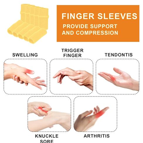 10 Pcs Black Finger Sleeves, Breathable Finger Brace, Compression Support for Arthritis, Thumb Splint for Relief Support Protector and Reliving Pain in Kuwait