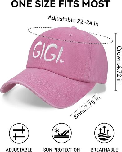 Gigi Hat for Women, Gigi Gifts for Grandma, Funny Embroidery Adjustable Cotton Retro Baseball Cap Pink in Saudi Arabia