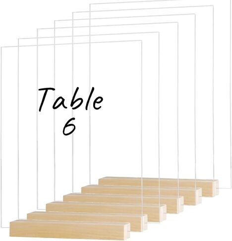 6 حزمة 8x10 بوصة واضحة القوس علامة أكريليك مع مواقف الخشب ، علامات الطاولة الفارغة ، ورقة مقوسة أعلى ورقة أكريليك ، علامات القوس DIY فارغة لعلامة جدول زفاف قائمة القائمة قائمة (واضحة ، موقف خشبي) in Kuwait