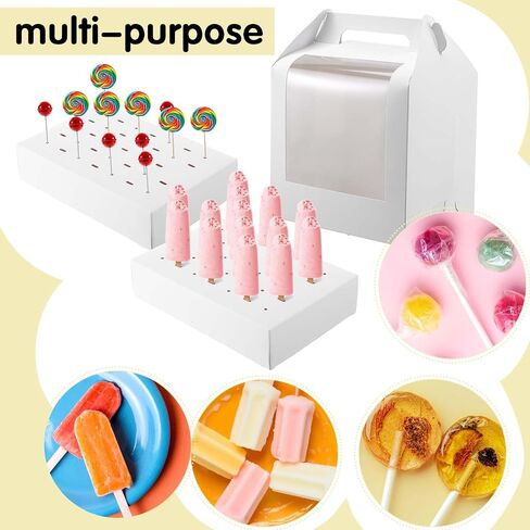 12pcs Portable Cake Pop Holder Boxes,Pop Boxes Packaging, Display Stand with Clear Window,white Cakesicle in Saudi Arabia