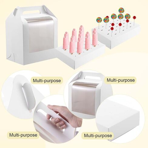 12pcs Portable Cake Pop Holder Boxes,Pop Boxes Packaging, Display Stand with Clear Window,white Cakesicle in Saudi Arabia