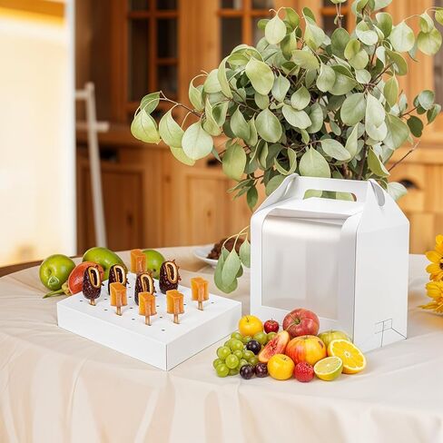 12pcs Portable Cake Pop Holder Boxes,Pop Boxes Packaging, Display Stand with Clear Window,white Cakesicle in Saudi Arabia