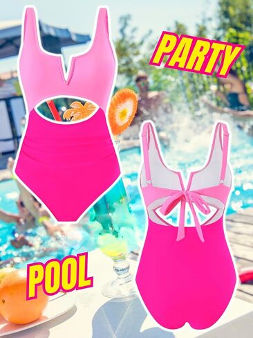 Womens V-Wire Color Block Swimsuit ، مثير مقطوع من Monokini ، بدلات الاستحمام قطعة واحدة ، التحكم في البطن 2025 in Saudi Arabia