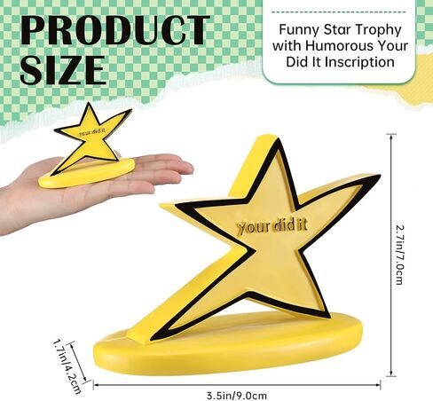 12 Pcs Funny Star Trophy Bulk with Humorous Your Did It Inscription Funny Desk Decor Stars Recognition Trophy for Coworkers Cute Desk Birthday Encouragement Gift in Saudi Arabia