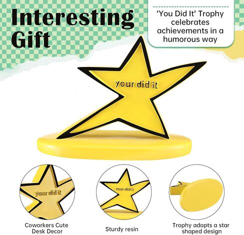 12 Pcs Funny Star Trophy Bulk with Humorous Your Did It Inscription Funny Desk Decor Stars Recognition Trophy for Coworkers Cute Desk Birthday Encouragement Gift in Saudi Arabia