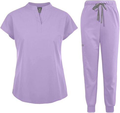 مجموعة niaahinn Scrubs للنساء بدلة الركض الموحدة للممرضات، بلوزة وسراويل مطاطية مع جيوب متعددة لملابس العمل الخاصة بالممرضات in Kuwait