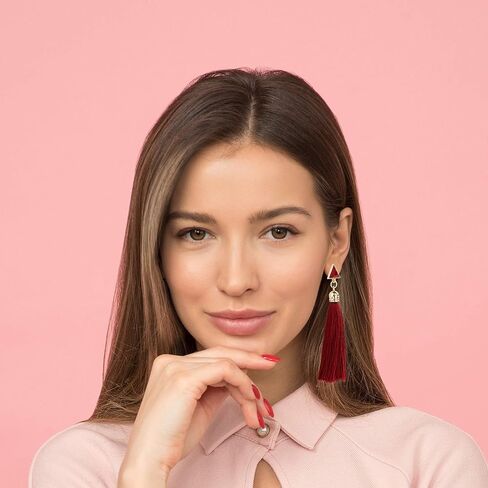 18-32 Pairs Tassel Earrings Set with Colorful Tassel Long Layered Dangle Hoop Tiered Thread Earrings Set for Women Girls Jewelry Fashion and Valentine Birthday Party Gift… in Kuwait
