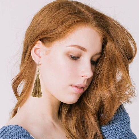 18-32 Pairs Tassel Earrings Set with Colorful Tassel Long Layered Dangle Hoop Tiered Thread Earrings Set for Women Girls Jewelry Fashion and Valentine Birthday Party Gift… in Kuwait
