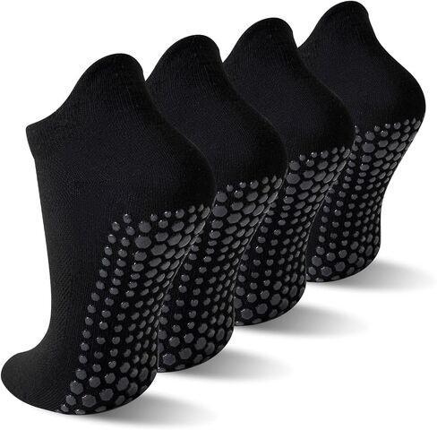 4 Pairs Grip Socks for Yoga, Non Slip Sticky Socks with Pull Tab and Mesh, For Barre and Daily Training Use in Saudi Arabia