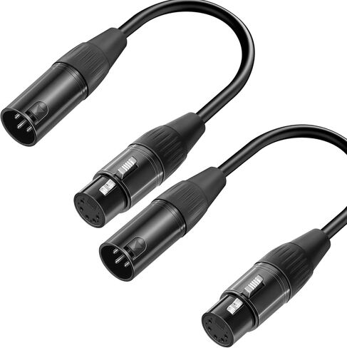 Kumiho 2-Pack XLR to DMX Adapter Cables (12-Inch) 3-Pin Male to 5-Pin Female & 3-Pin Female to 5-Pin Male,Durable DMX512 Lighting & Microphone Adapters for Stage, Studio, DJ Equipment in Kuwait