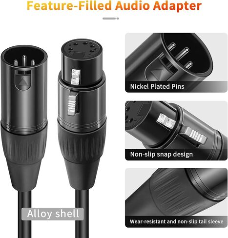 Kumiho 2-Pack XLR to DMX Adapter Cables (12-Inch) 3-Pin Male to 5-Pin Female & 3-Pin Female to 5-Pin Male,Durable DMX512 Lighting & Microphone Adapters for Stage, Studio, DJ Equipment in Kuwait