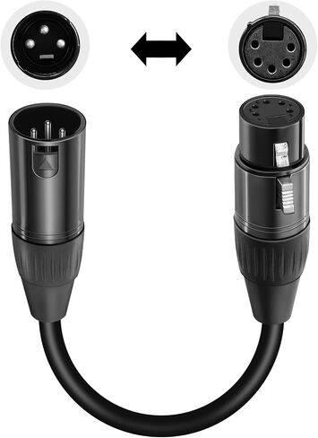 Kumiho 2-Pack XLR to DMX Adapter Cables (12-Inch) 3-Pin Male to 5-Pin Female & 3-Pin Female to 5-Pin Male,Durable DMX512 Lighting & Microphone Adapters for Stage, Studio, DJ Equipment in Kuwait