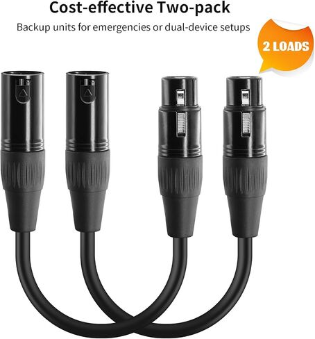 Kumiho 2-Pack XLR to DMX Adapter Cables (12-Inch) 3-Pin Male to 5-Pin Female & 3-Pin Female to 5-Pin Male,Durable DMX512 Lighting & Microphone Adapters for Stage, Studio, DJ Equipment in Kuwait