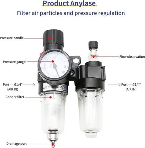 AFC2000 AFR2000 + AL2000 G1/4 air Compressor Oil and Water Separator air Filter(PC 8mm Fitting) in Saudi Arabia