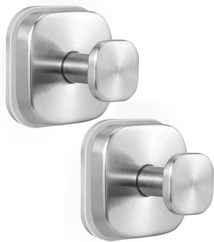 Suction Cup Hooks for Shower - Reusable No-Drill Mounting - Hooks for Towels, Robes & Loofah on Metal, Glass, Mirrors, Tile & Smooth Non-Porous Surfaces (2, Brushed Nickel) in Saudi Arabia