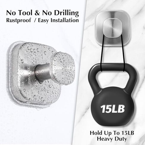 Suction Cup Hooks for Shower - Reusable No-Drill Mounting - Hooks for Towels, Robes & Loofah on Metal, Glass, Mirrors, Tile & Smooth Non-Porous Surfaces (2, Brushed Nickel) in Saudi Arabia