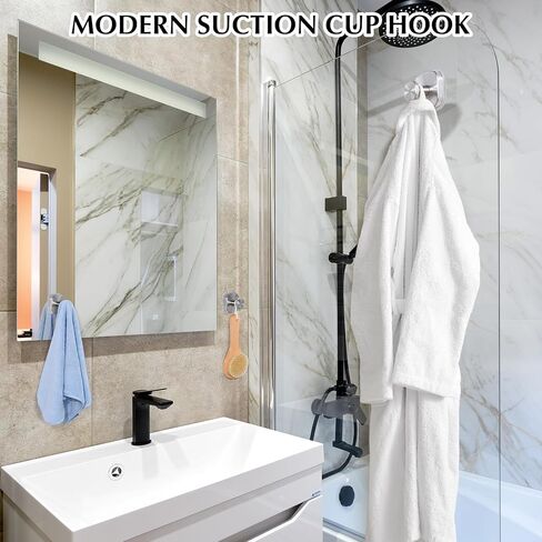 Suction Cup Hooks for Shower - Reusable No-Drill Mounting - Hooks for Towels, Robes & Loofah on Metal, Glass, Mirrors, Tile & Smooth Non-Porous Surfaces (2, Brushed Nickel) in Saudi Arabia