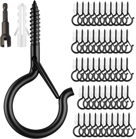 Moneek's Hardware 20 Pack Q Hooks للتعليق - خطاطيف السقف ، شماعات النباتات في الهواء الطلق ، مشبك السلامة ، مقاطع مقاومة للطقس ، عينات المسمار ، خطاطيف ثقيلة لأضواء السلسلة في الهواء الطلق عيد الميلاد in Kuwait