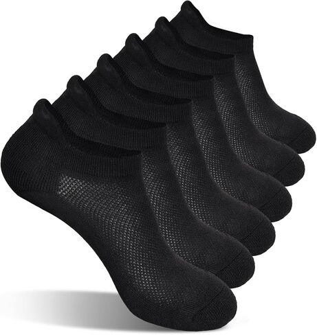 Mens Womans Black Ankle Low Cut Socks for Comfortable and breathable Athletic running, cycling, and walking Cushioned Sole Socks With Tab US 6-9 （6 Pairs） in Saudi Arabia