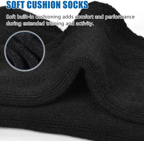 Mens Womans Black Ankle Low Cut Socks for Comfortable and breathable Athletic running, cycling, and walking Cushioned Sole Socks With Tab US 6-9 （6 Pairs） in Saudi Arabia