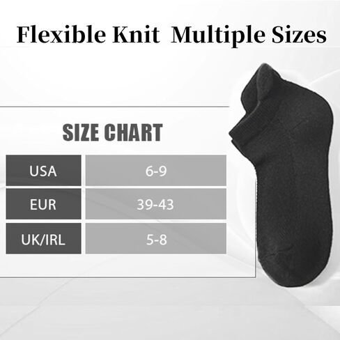Mens Womans Black Ankle Low Cut Socks for Comfortable and breathable Athletic running, cycling, and walking Cushioned Sole Socks With Tab US 6-9 （6 Pairs） in Saudi Arabia
