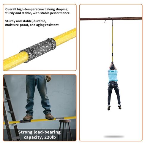 220kV High Voltage Insulated Rescue Hook​​ | ​​Retractable Fiberglass Pole​​ (3.3-9.8FT) | ​​16" Detachable Hook​​ + ​​Storage Bag​​ | ​​Non-Slip Handle​​ for ​​Substation/Fire/Construction(Yellow) in Saudi Arabia