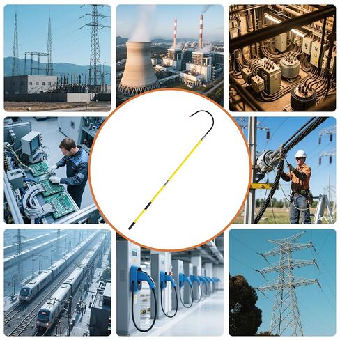 220kV High Voltage Insulated Rescue Hook​​ | ​​Retractable Fiberglass Pole​​ (3.3-9.8FT) | ​​16" Detachable Hook​​ + ​​Storage Bag​​ | ​​Non-Slip Handle​​ for ​​Substation/Fire/Construction(Yellow) in Saudi Arabia