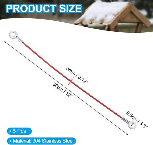 Meccanixity 304 Cable Lanyard Cable 20cmx3mm ، والثقل المغلفة بالفينيل السوداء المنتهية سلامة حبل الحبل القصيرة ، 5 مساءً in Saudi Arabia