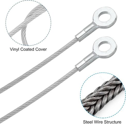 Meccanixity 304 Cable Lanyard Cable 20cmx3mm ، والثقل المغلفة بالفينيل السوداء المنتهية سلامة حبل الحبل القصيرة ، 5 مساءً in Kuwait