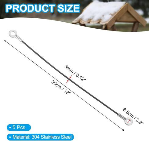 Meccanixity 304 Cable Lanyard Cable 20cmx3mm ، والثقل المغلفة بالفينيل السوداء المنتهية سلامة حبل الحبل القصيرة ، 5 مساءً in Kuwait