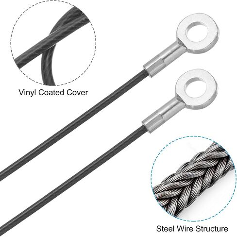 Meccanixity 304 Cable Lanyard Cable 20cmx3mm ، والثقل المغلفة بالفينيل السوداء المنتهية سلامة حبل الحبل القصيرة ، 5 مساءً in Kuwait