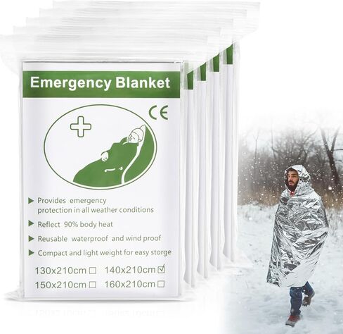 4 Pack Emergency Blanket Mylar - Thermal Space Mylar Blankets First Aid Kit Survival Gear and Supplies Outdoor Perfect for Hiking Car Camping Survival Emergency Kit Silver 55 x 82 Inch in Saudi Arabia