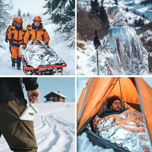 4 Pack Emergency Blanket Mylar - Thermal Space Mylar Blankets First Aid Kit Survival Gear and Supplies Outdoor Perfect for Hiking Car Camping Survival Emergency Kit Silver 55 x 82 Inch in Saudi Arabia
