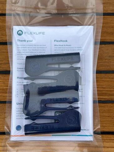 FlexLife - FlexHook - خطاف الأسلاك (4 عبوات) | ملحقات مصدات القوارب المثالية لضبط مصدات القوارب وضبطها بسهولة دون استخدام عقدة in Saudi Arabia