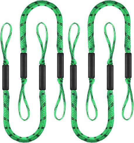 4Pack Boat Bungee Dock Lines with Foam Floats and Loop for Quick Temporary Docking – 4FT Elastic Mooring Ropes for Pontoon, Jon Boat, and Small Vessels ﻿ (Green&Black) in Kuwait