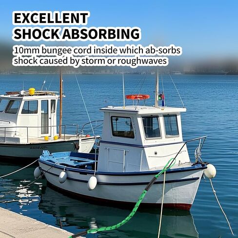 4Pack Boat Bungee Dock Lines with Foam Floats and Loop for Quick Temporary Docking – 4FT Elastic Mooring Ropes for Pontoon, Jon Boat, and Small Vessels ﻿ (Green&Black) in Kuwait
