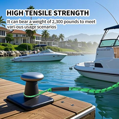 4Pack Boat Bungee Dock Lines with Foam Floats and Loop for Quick Temporary Docking – 4FT Elastic Mooring Ropes for Pontoon, Jon Boat, and Small Vessels ﻿ (Green&Black) in Kuwait