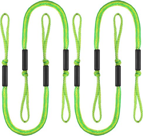 4Pack Boat Bungee Dock Lines with Foam Floats and Loop for Quick Temporary Docking – 4FT Elastic Mooring Ropes for Pontoon, Jon Boat, and Small Vessels ﻿ (Green&Black) in Kuwait