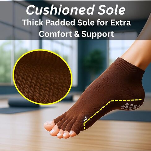 Soxsense toeless Grip Socks for Pilates & Yoga ، فتح الجوارب غير المنزلق مع وسادة للباري ، والرقص ، والتمرين 2pairs in Kuwait