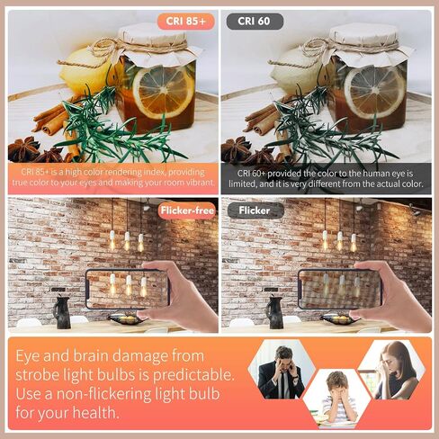 4 - Pack Edison Light Lights 60W مكافئ ، مصابيح مصباح LED عتيقة قابلة للخلط ، قاعدة متوسطة E26 ، ST58 ، 6W ، 600lm ، 2700k ، 80+ CRI ، لمبة خيوط زخرفية عتيقة in Kuwait
