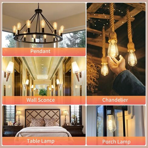 4 - Pack Edison Light Lights 60W مكافئ ، مصابيح مصباح LED عتيقة قابلة للخلط ، قاعدة متوسطة E26 ، ST58 ، 6W ، 600lm ، 2700k ، 80+ CRI ، لمبة خيوط زخرفية عتيقة in Kuwait